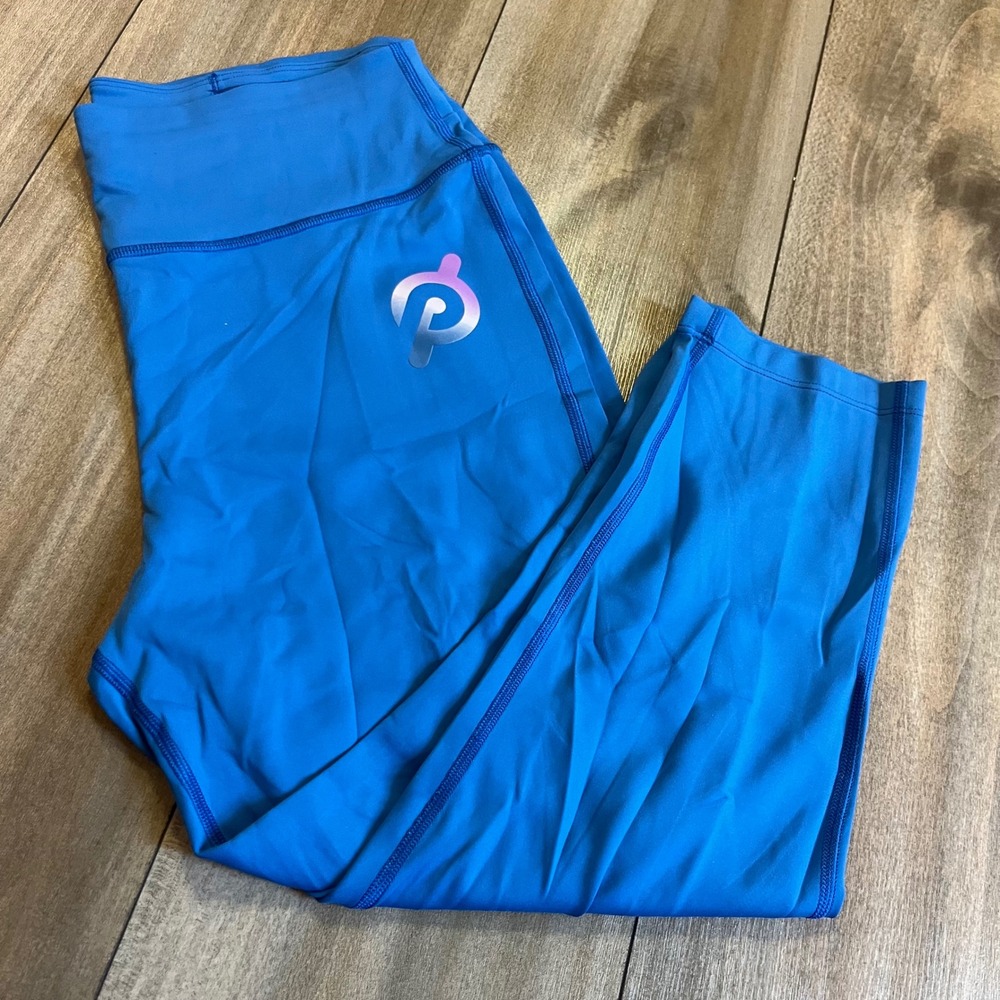 Peloton Womens XL Blue High Rise Cropped Leggings Capri Activewear Bin J-100